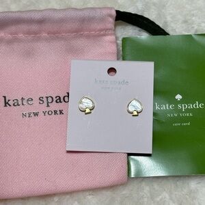 Kate Spade signature Spade stud gold earrings mother of pearl authentic dust bag